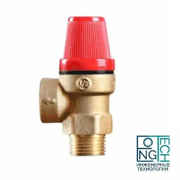 Клапан предохранительный угловой латунь Ду 15х15 Ру16 НР/ВР G1/2"хG1/2" Рср=3бар Benarmo  Клапан предохранительный угловой латунь Ду 15х15 Ру16 НР/ВР G1/2"хG1/2" Рср=3бар Benarmo