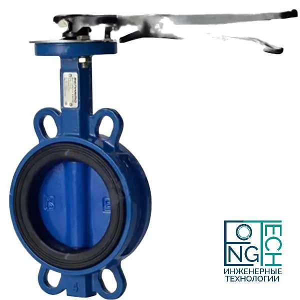 Затвор дисковый поворотный чугунный межфланцевый с чугунным диском манжета EPDM с рукояткой Benarmo Ду40-300 Ру16 Затвор дисковый поворотный чугунный межфланцевый с чугунным диском манжета EPDM с рукояткой Benarmo Ду40-300 Ру16