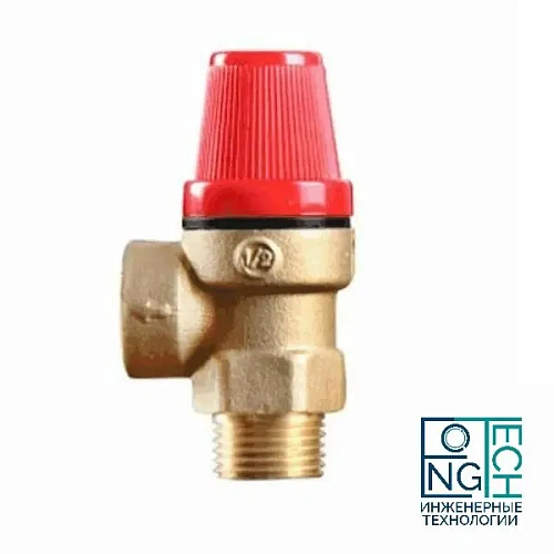 Клапан предохранительный угловой латунь Ду 15х15 Ру16 НР/ВР G1/2"хG1/2" Рср=3бар Benarmo  Клапан предохранительный угловой латунь Ду 15х15 Ру16 НР/ВР G1/2"хG1/2" Рср=3бар Benarmo Казань