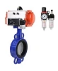 Затвор дисковый поворотный DN.ru WBV1132N-2W-Fb-H Ду80 Ру16, корпус - чугун GG25, диск - нержавеющая сталь 316L, уплотнение - NBR, с пневмоприводом DN.ru PA-SA-105 с возвратными пружинами, с пневмораспределителем 4V320-08 220В, с БПВ AFC2000 Казань