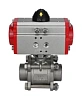 Кран шаровой DN.ru BV3232P(3pc)-FP-W-ISO-H Ду65 Ру25 полнопроходной двухходовой, нержавеющая сталь SS316, под приварку, уплотнение - PTFE, с пневмоприводом DN.ru PA-DA-83 двойного действия Казань