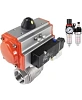 Кран шаровой DN.ru BV3232P(2pc)-FP-T-ISO-H Ду20 Ру63, полнопроходной внутреннняя резьба, нержавеющая сталь SS316, уплотнение - PTFE, с пневмоприводом PA-SA-052 с возвратными пружинами, с пневмораспределителем 4V320-10 220В, с БПВ AFC2000 Казань