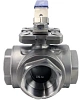 Кран шаровой DN.RU BV3232P(4pc)-SP-3WL-T-ISO-H Ду80 Ру40, 3-ходовой L-тип стандартнопроходной, внутренняя резьба, уплотнение - PTFE, материал корпуса - нержавеющая сталь SS316 с ISO фланцем и рукояткой Казань