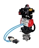 Кран шаровой DN.ru BV3232P(3pc)-FP-W-ISO-H Ду15 Ру63, полнопроходной под приварку, нержавеющая сталь SS316, PTFE, с пневмоприводом PA-DA-052 двойного действия, с пневмораспределителем 4V320-08 220В, с БКВ APL-410N EX, с ручным дублером MON1-250-T26-ISO Казань
