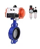 Затвор дисковый поворотный DN.ru WBV1432E-2W-Fb-H Ду80 Ру16, корпус - чугун GGG50, диск - нержавеющая сталь 316L, уплотнение - EPDM, с пневмоприводом DN.ru PA-SA-105 с возвратными пружинами, с пневмораспределителем 4V320-08 220В, с БПВ AFC2000 Казань