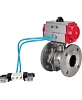 Кран шаровой DN.ru BV3232P(2pc)-FP-F-ISO-H Ду150 Ру16, 27х27, полнопроходной фланцевый, нержавеющая сталь SS316, уплотнение - PTFE, с пневмоприводом PA-SA-210 с возвратными пружинами, с пневмораспределителем 4V320-08 220В Казань