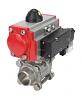 Кран шаровой DN.ru BV3232P(3pc)-FP-W-ISO-H Ду25 Ру63, полнопроходной под приварку, нержавеющая сталь SS316, уплотнение - PTFE, с пневмоприводом PA-DA-052 двойного действия, с пневмораспределителем 4M310-08 220В NAMUR Казань
