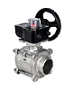 Кран шаровой DN.ru BV3232P(3pc)-FP-W-ISO-H Ду15 Ру63 полнопроходной двухходовой, нержавеющая сталь SS316, под приварку, уплотнение - PTFE, с ISO фланцем и редуктором DN.ru HGB RQN1-180Z с индикатором положения Казань