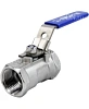 Кран шаровой DN.ru BV3232P-SP-T-H Ду25 Ру63 стандартнопроходной двухходовой, нержавеющая сталь SS316, внутренняя резьба, уплотнение - PTFE, ручка-рычаг Казань
